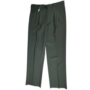 Lanificio Mario Zegna 54 (37x35) Gray Viscose High Rise Pleated Unhemmed Italy